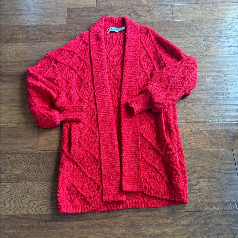 Western Connection Red Open‎ Cardigan Sweater